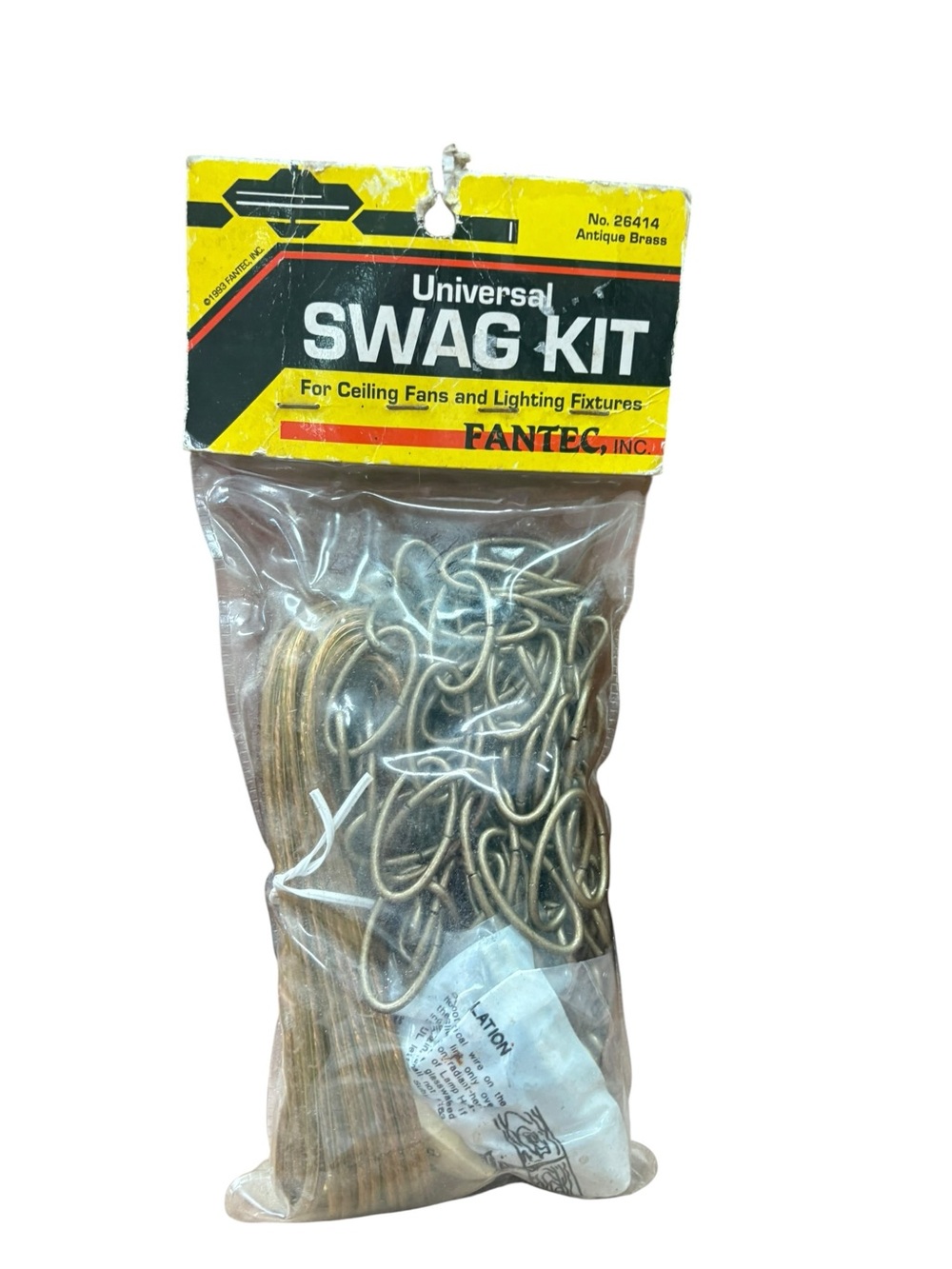 FANTEC Universal Swag Kit in Antique Brass Chain Switch Plug Vintage NOS New